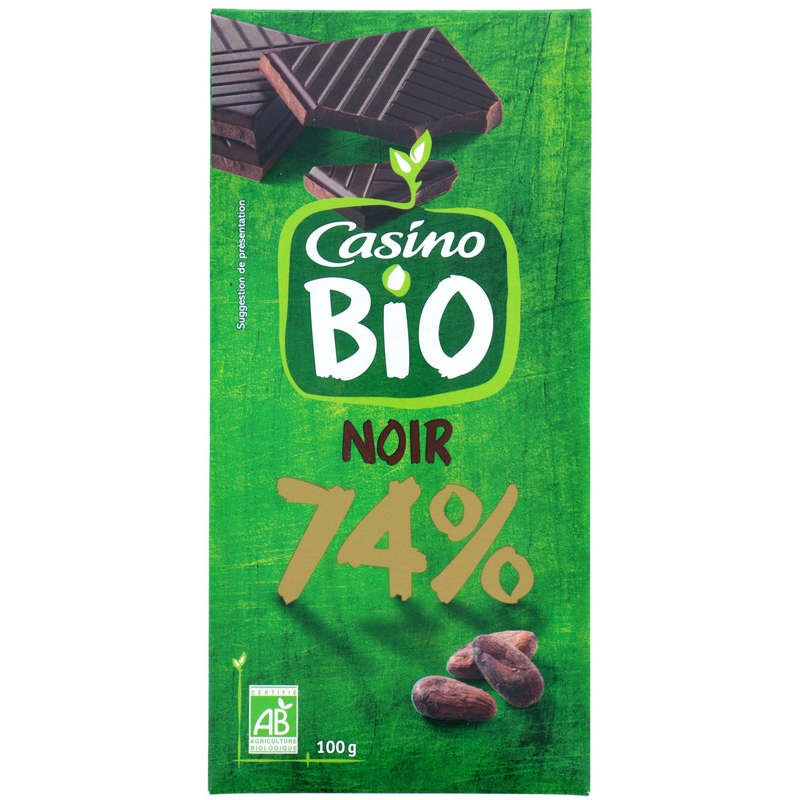 CASINO BIO Chocolat noir bio 74% dégustation Bio 100g CASINO BIO Chocolat noir bio 74% dégustation Bio 100g