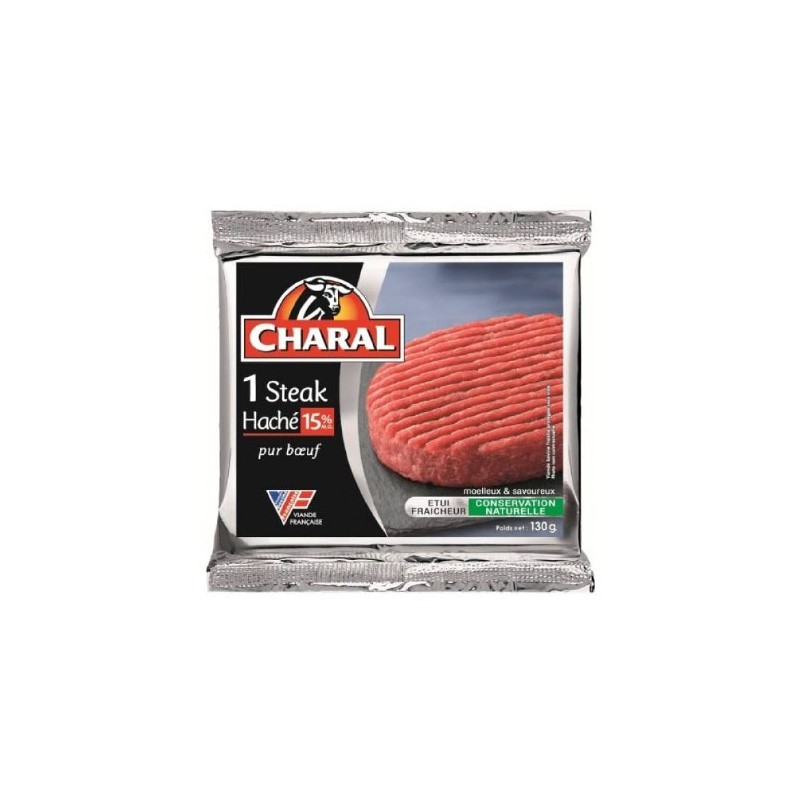 CHARAL Steak haché de bœuf 15%MG 130g CHARAL Steak haché de bœuf 15%MG 130g